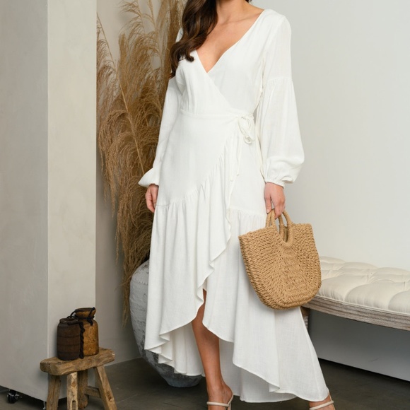 LONG SLEEVE WRAP MAXI DRESS - Picture 4 of 7